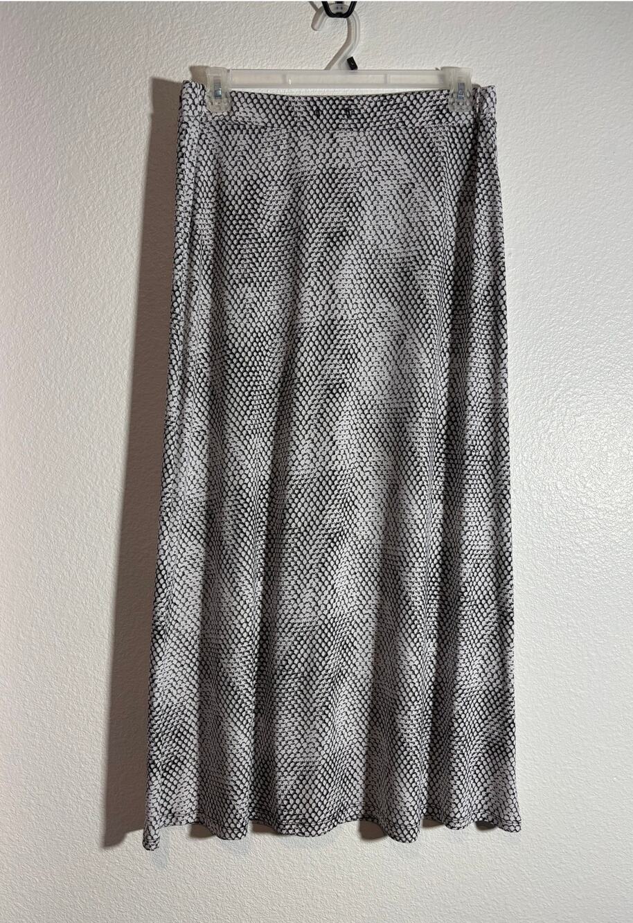 Michael Kors Women's Size L Snakeskin Print Black White Pull-On Midi Skirt